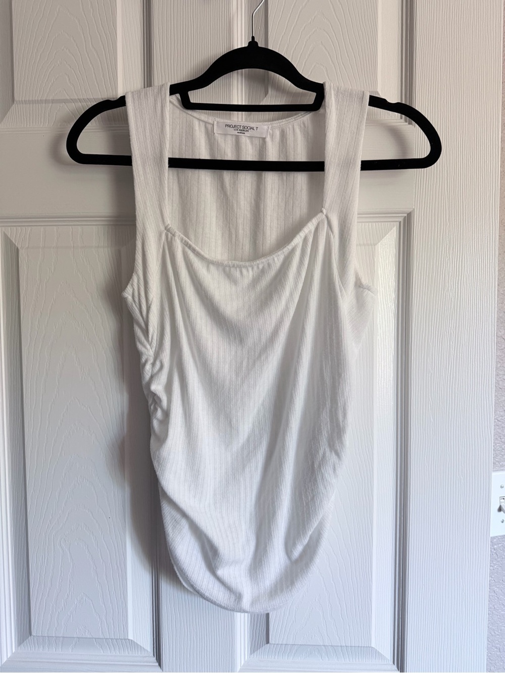 Project Social T White Ribbed Scoop Tank